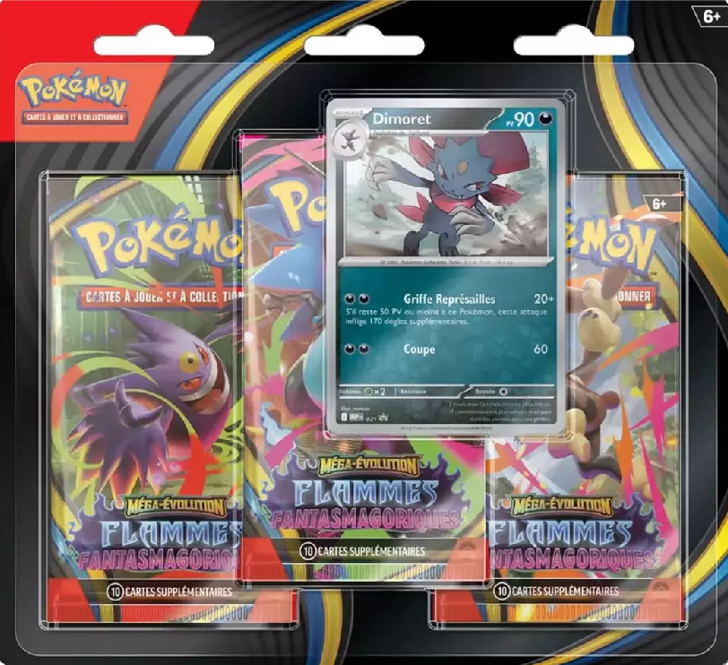 Pokémon - X1 Tripack Modèle Aléatoire Flammes Fantasmagoriques ME02 - FR